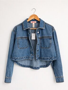 NWT Lone Star Cropped High-Low Denim Jacket Size M